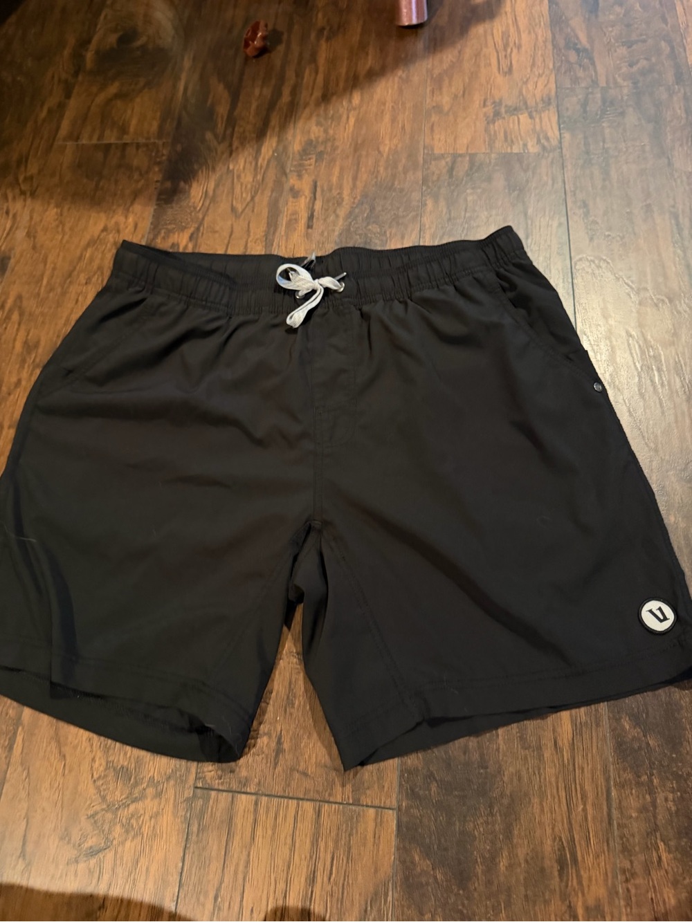 Vuori Black Shorts with Gray Drawstring